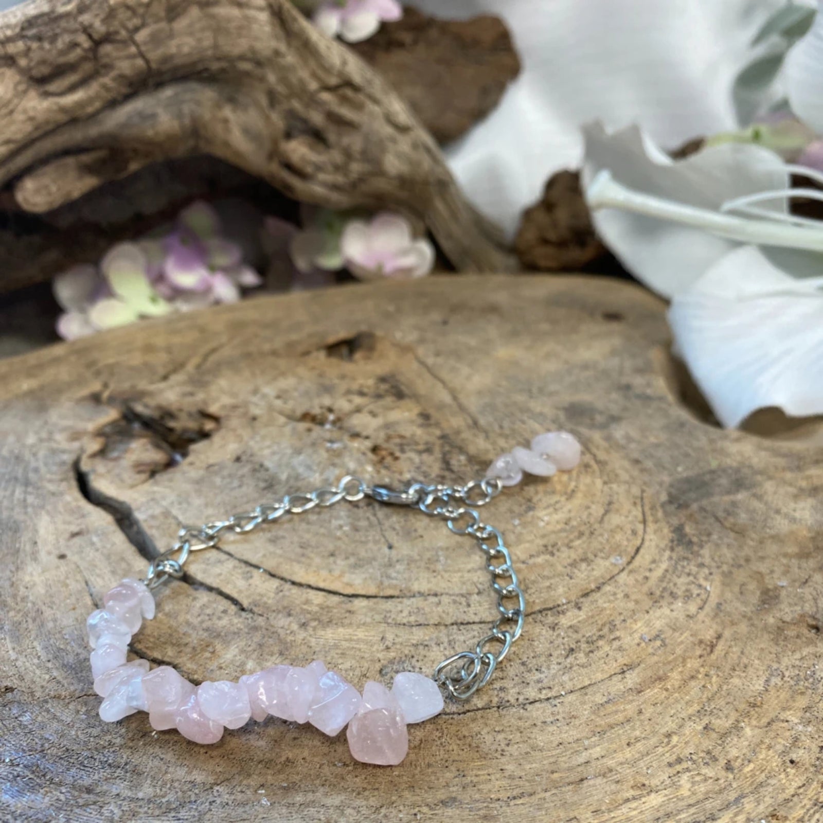 Roze kwarts bar armband
