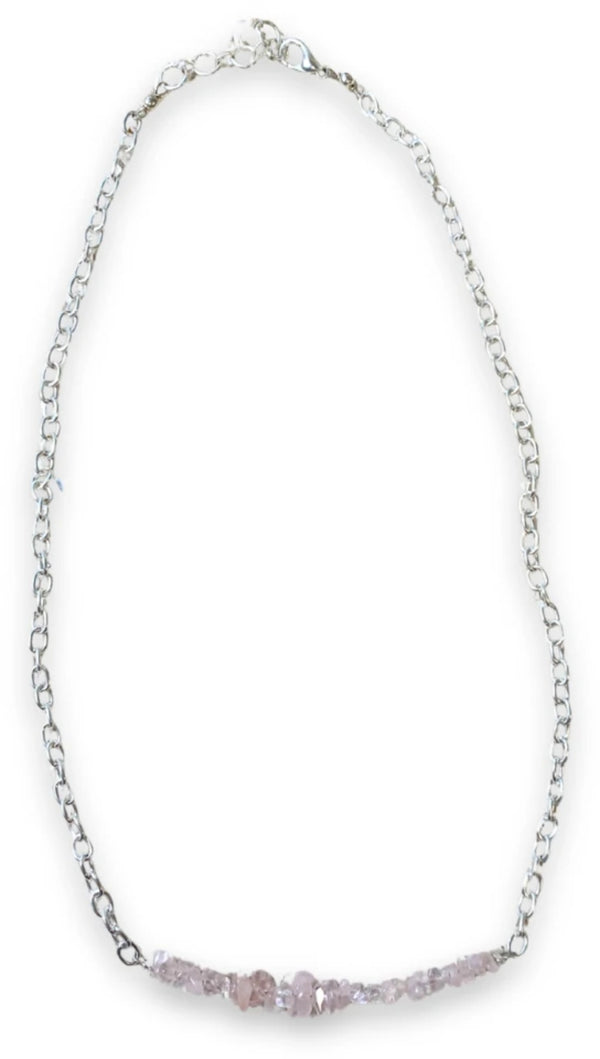 Roze kwarts bar edelsteen ketting