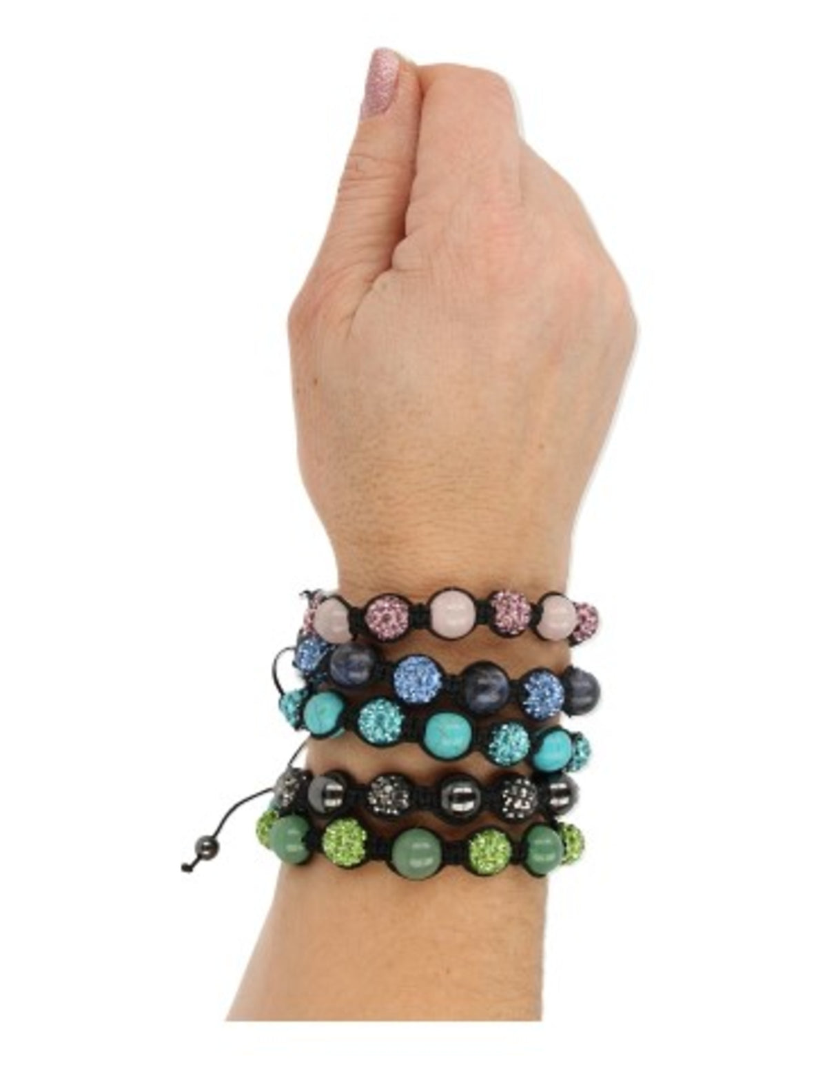 Roze kwarts glitter shamballa armband