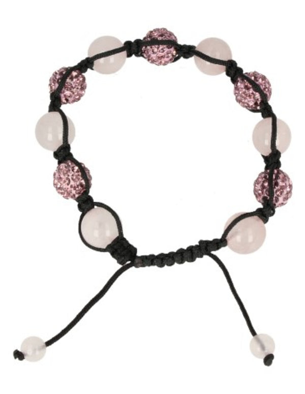 Roze kwarts glitter shamballa edelsteen armband