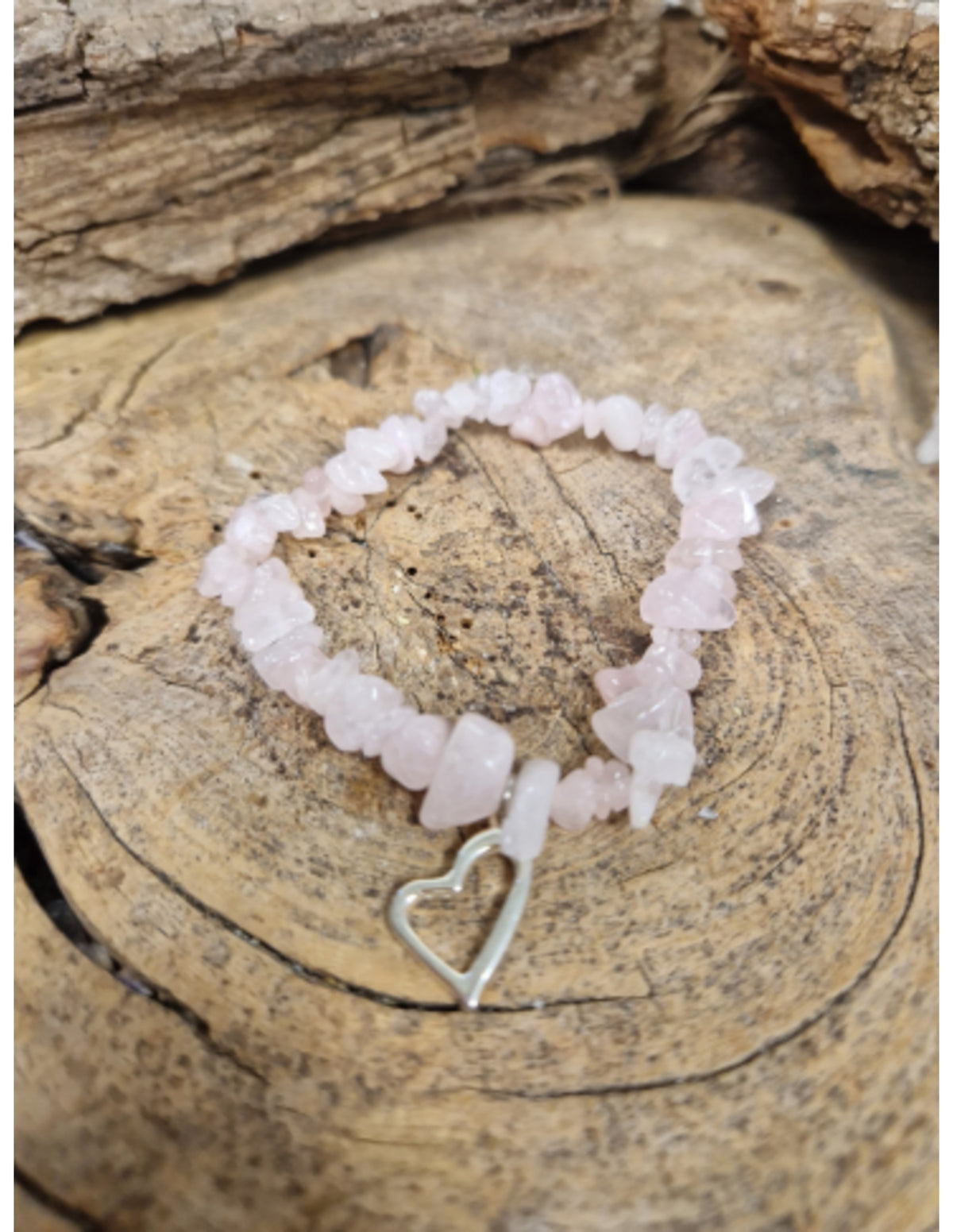 Roze kwarts hart splitarmband