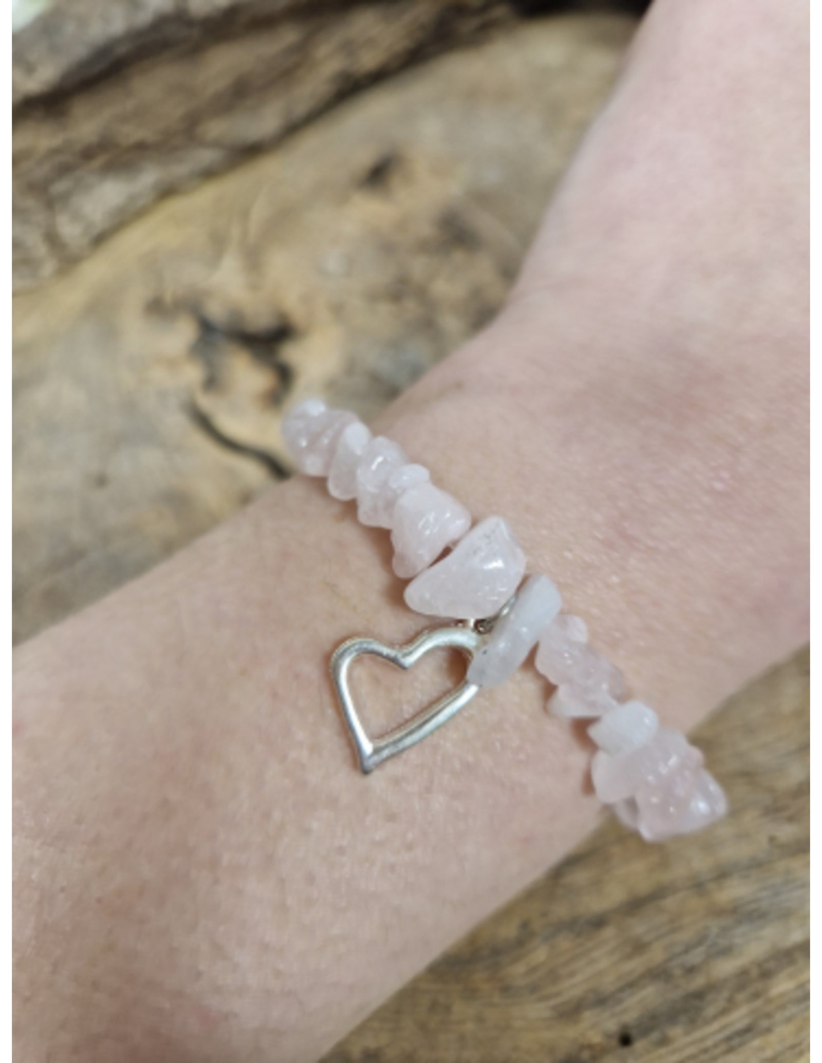 Roze kwarts hart splitarmband
