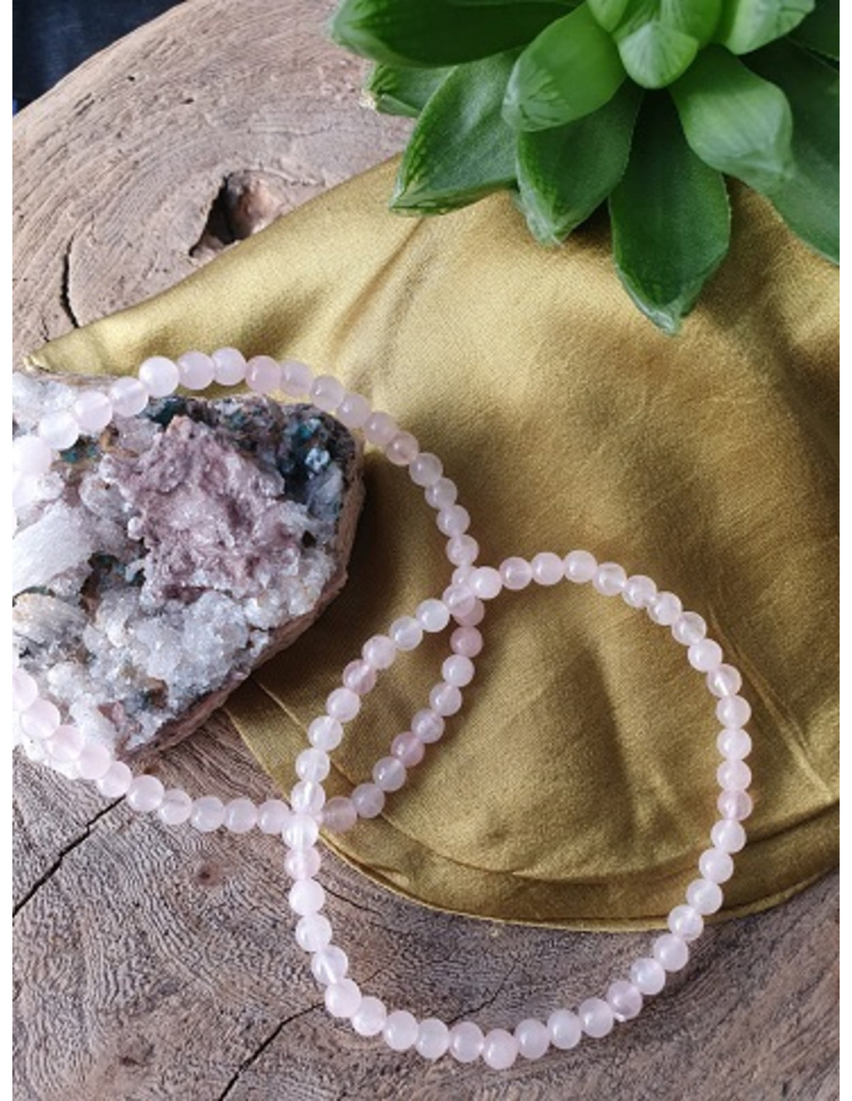 Roze kwarts kralenarmband 4 mm