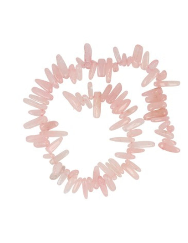 Roze kwarts longdrop edelsteen kralen streng