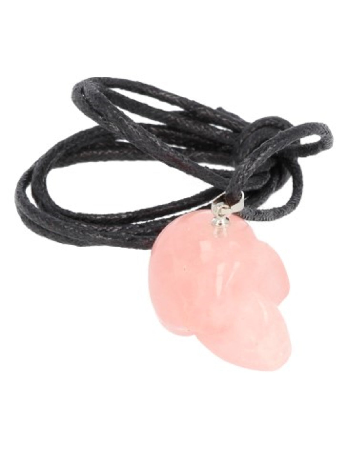 Roze kwarts schedelhanger aan koord