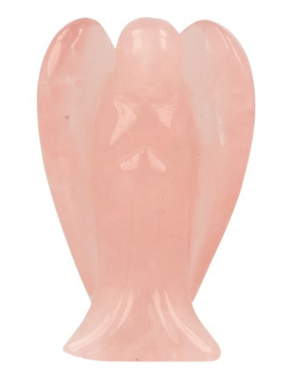 Roze kwarts edelsteen staande engel 70 mm