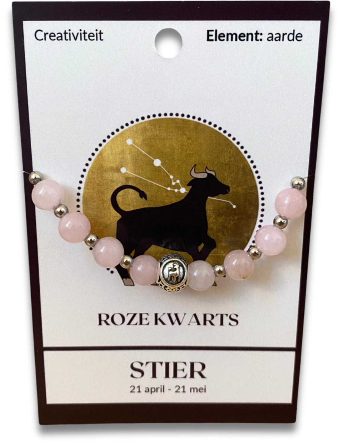 Roze kwarts sterrenbeeld armband - Stier