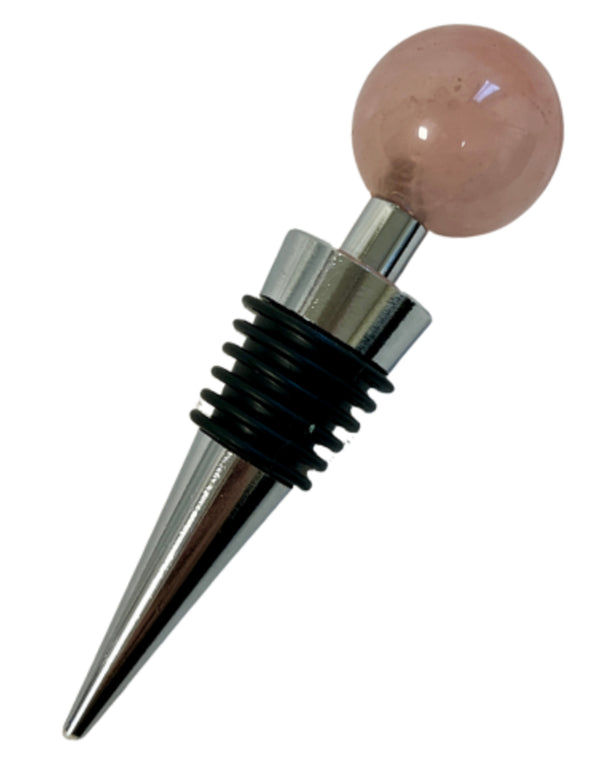 Roze kwarts wijnstopper bol