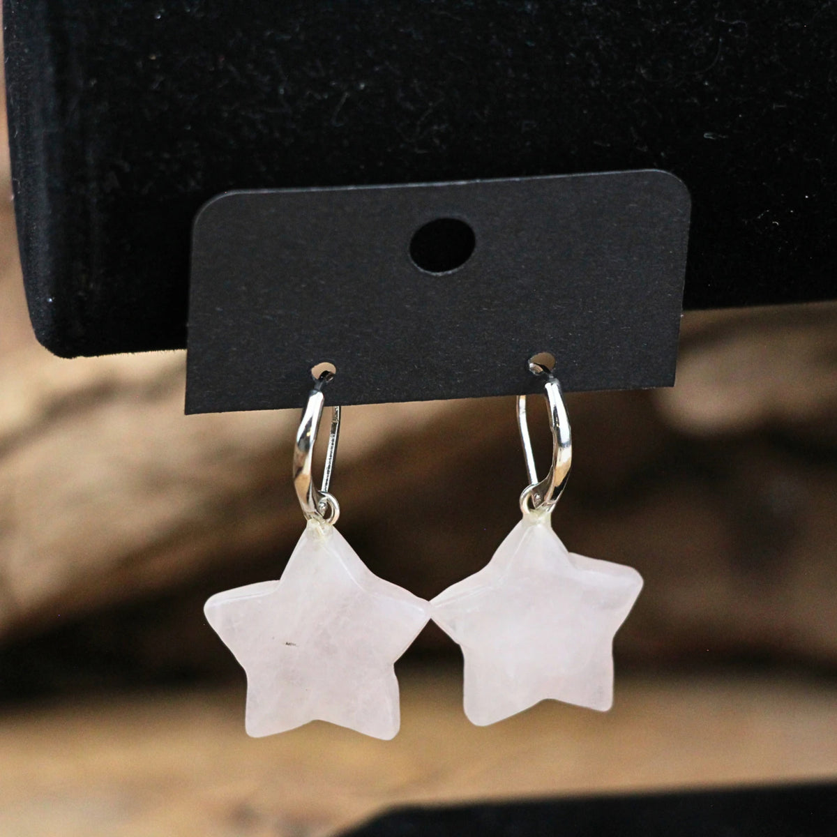 Rozenkwarts ster oorbellen - fashion jewelry