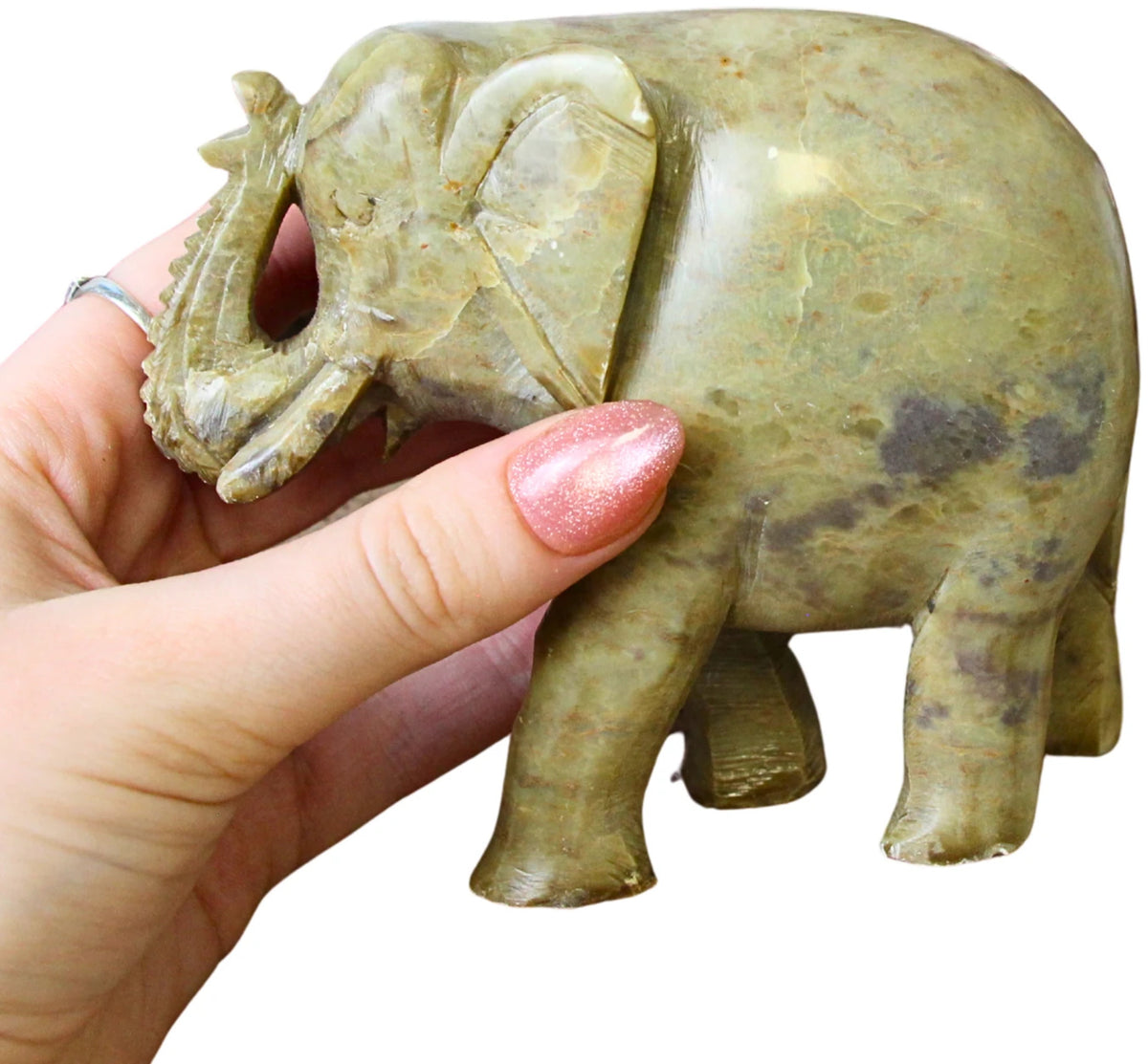 Speksteen olifant groen 10 cm