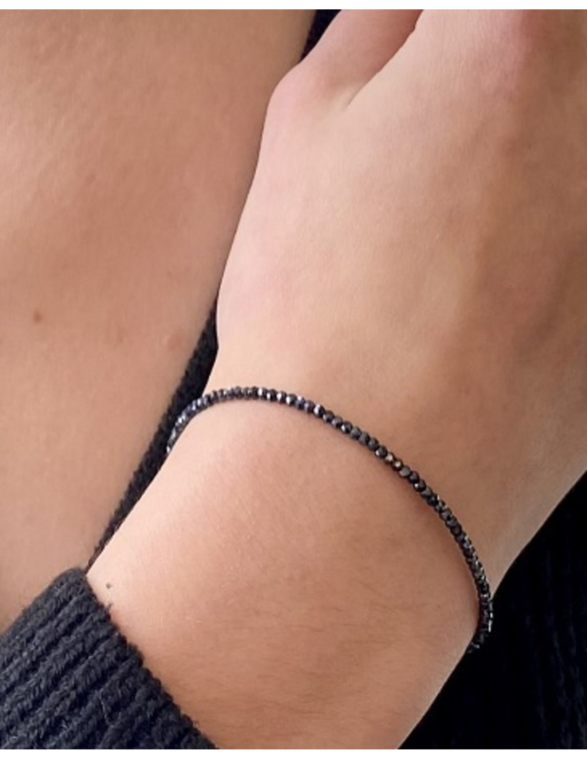 Spinel zwart met coating summer vibes ketting