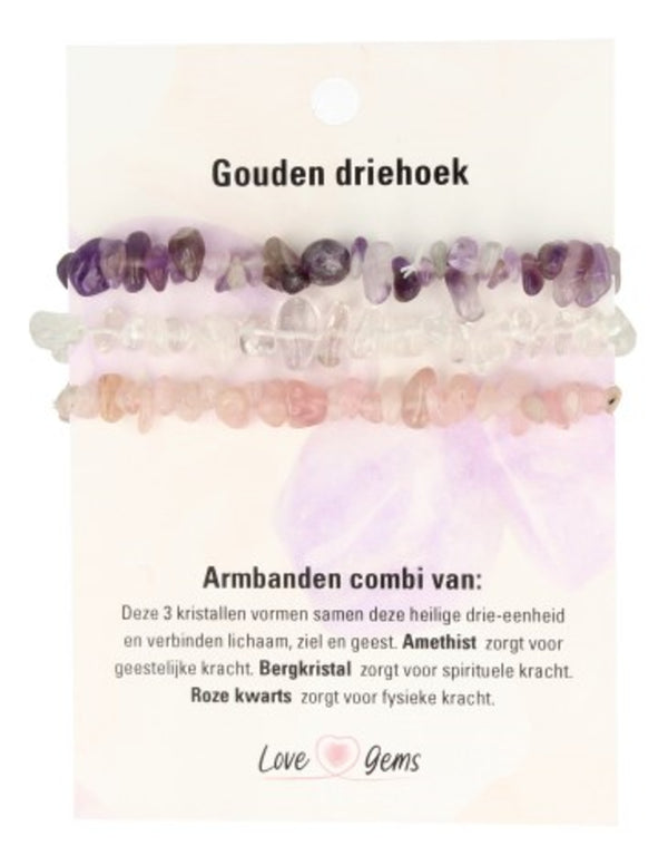 edelsteen splitarmband combi Gouden driehoek