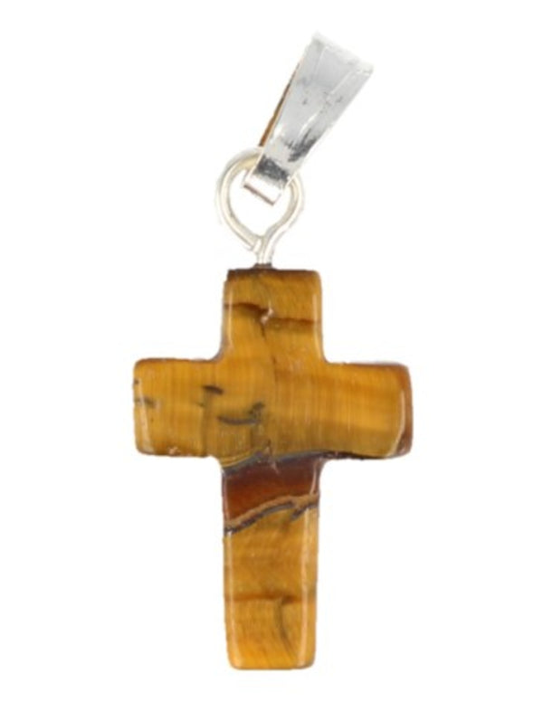 Tijgeroog kruis Edelsteen Hanger 14 mm