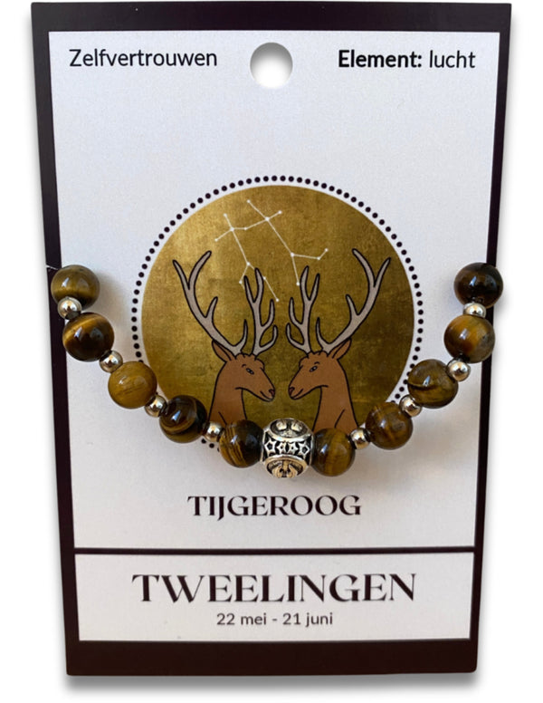 Tijgeroog sterrenbeeld edelsteen armband - Tweelingen
