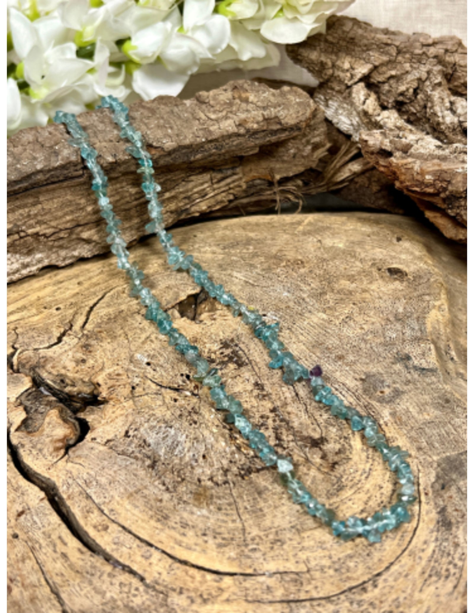 Topaas blauw splitketting (fijn)