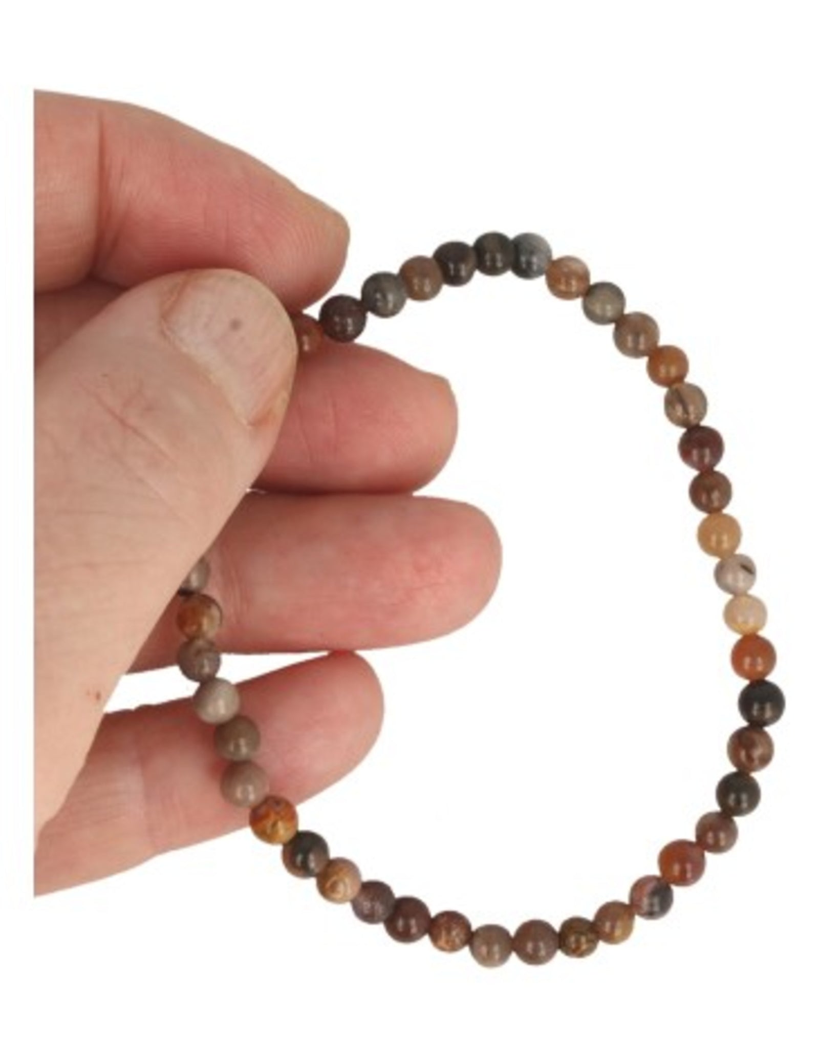 Versteend hout kralenarmband 4 mm