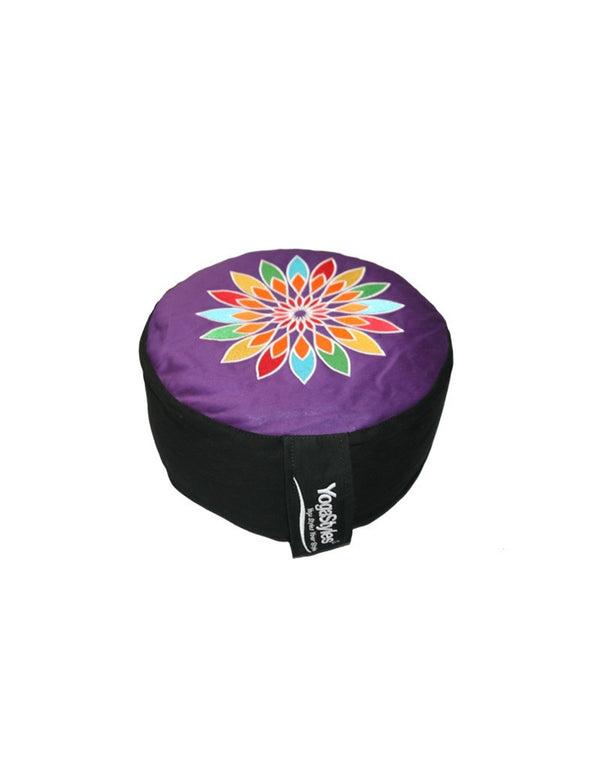 Meditatiekussen Symbolic rainbow met zwart kant
