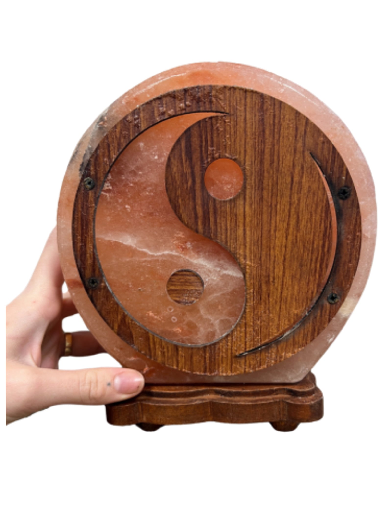 Zoutsteen lamp rond deco yin yang incl. elektra